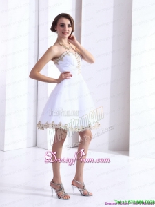 On Sale White Sweetheart Beaing Prom Gown with Appliques