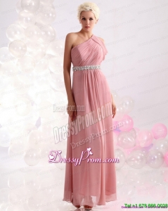 Vintage 2015 Wonderful One Shoulder Prom Dress with Beading and Ruching