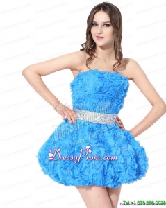 2015 High End Cute Short Prom Dresses with Rolling Flowers and Beading