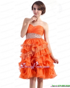 High End Knee Length Prom Dresses with Rhinestones and Ruffled Layers