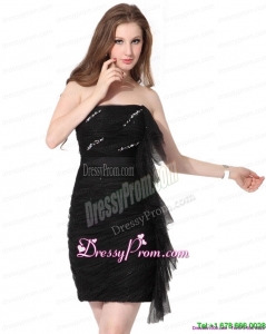 On Sale 2015 Strapless Ruching Mini Length Prom Dress in Black