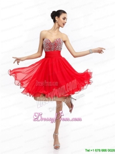 High End Sweetheart Short Prom Dresses with Rhinestones and Ruching