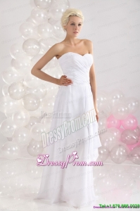 Unique 2015 Sophisticated Ruching Floor Length Prom Dress in White