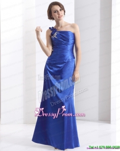 Unique New Style One Shoulder 2015 Prom Dress with Ruching and Beading