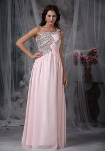 New One Shoulder Beaded Floor-length Prom Dresses