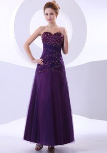 Ankle-length Column A-line Prom Dress for Girls in Purple