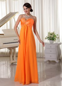 Outstanding Orange Beaded Sweetheart Prom Dress for Ladies