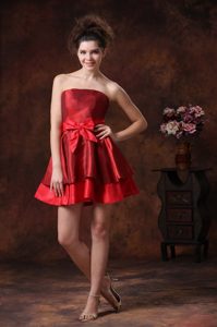 Wine Red Taffeta Prom Theme Dresses with Bowknot in Los Gatos CA