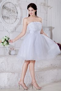 White Organza Prom Theme Dresses with Appliques in Livermore CA