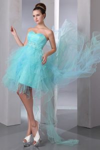 Inexpensive Aqua Blue Sweetheart Prom Dress Asymmetrical Beaded