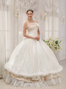 White Quinceanera Dress Beaded Strapless Zipper up Back in Sao Paulo