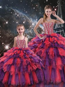 Sweetheart Sleeveless Lace Up 15th Birthday Dress Multi-color Organza