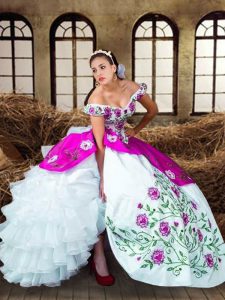 Graceful Off The Shoulder Sleeveless Lace Up Quinceanera Dresses Multi-color Taffeta