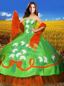 Multi-color Sleeveless Embroidery Floor Length Sweet 16 Dresses