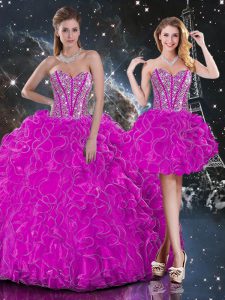 Glorious Sleeveless Beading and Ruffles Lace Up 15 Quinceanera Dress