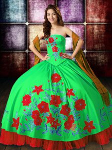 Floor Length Lace Up Quinceanera Gowns Multi-color for Military Ball and Sweet 16 and Quinceanera with Embroidery