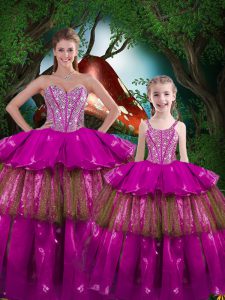 Best Floor Length Fuchsia Quinceanera Dresses Sweetheart Sleeveless Lace Up