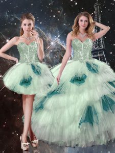 Cheap Multi-color Sleeveless Beading and Ruffled Layers and Sequins Floor Length Sweet 16 Dress
