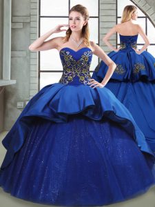New Style Sleeveless Court Train Lace Up Beading and Appliques and Embroidery Vestidos de Quinceanera