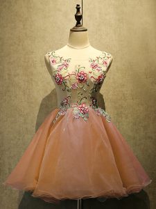 Top Selling Orange Red Sleeveless Embroidery Mini Length Prom Dresses