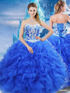 Exceptional Sweetheart Sleeveless Organza 15 Quinceanera Dress Beading and Ruffles Lace Up