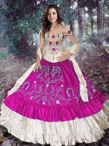 Excellent Floor Length Ball Gowns Sleeveless Fuchsia Quinceanera Dress Lace Up