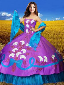 Multi-color Sleeveless Embroidery Floor Length Ball Gown Prom Dress