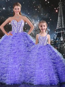 Sumptuous Floor Length Ball Gowns Sleeveless Lavender Ball Gown Prom Dress Lace Up