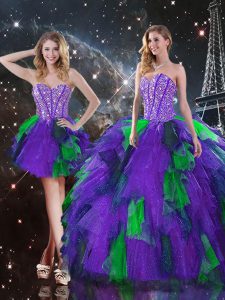 Hot Selling Ball Gowns Sweet 16 Dresses Multi-color Sweetheart Tulle Sleeveless Floor Length Lace Up