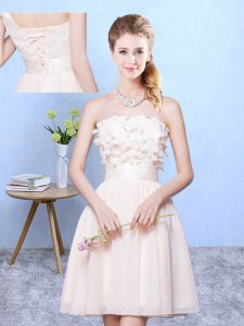 Custom Made Sleeveless Lace Up Knee Length Appliques Vestidos de Damas