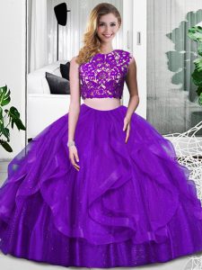 Cheap Floor Length Purple Quinceanera Dresses Scoop Sleeveless Zipper