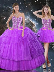 Customized Sleeveless Lace Up Floor Length Ruffled Layers Sweet 16 Dresses