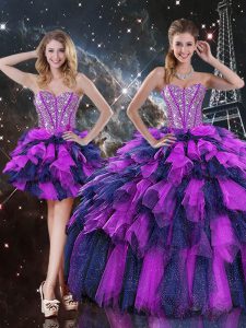 Floor Length Multi-color Vestidos de Quinceanera Sweetheart Sleeveless Lace Up