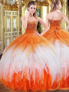 Sweetheart Sleeveless Lace Up Ball Gown Prom Dress Multi-color Organza