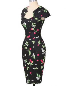 Cute Multi-color Column/Sheath Strapless Cap Sleeves Printed Knee Length Zipper Pattern Homecoming Dress