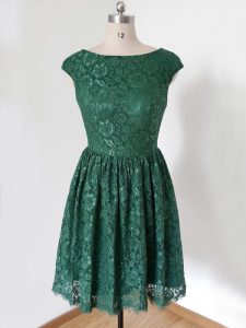Dark Green Cap Sleeves Lace Lace Up Dama Dress for Quinceanera for Prom and Party and Wedding Party