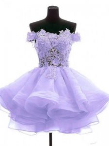 Delicate Off The Shoulder Sleeveless Zipper Homecoming Dress Lavender Tulle