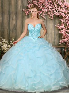 Enchanting Sleeveless Beading and Ruffles Lace Up Sweet 16 Dresses