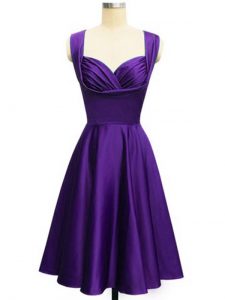 Sophisticated Purple Straps Neckline Ruching Quinceanera Court of Honor Dress Sleeveless Lace Up