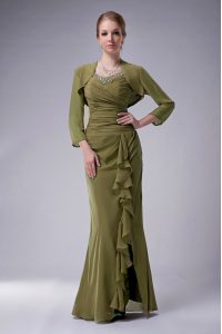 Chiffon Sleeveless Floor Length Prom Evening Gown and Beading