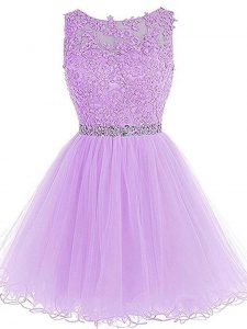 Sleeveless Beading and Lace and Appliques Zipper Prom Gown