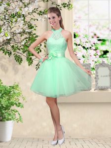 Discount Tulle Sleeveless Knee Length Damas Dress and Lace and Belt