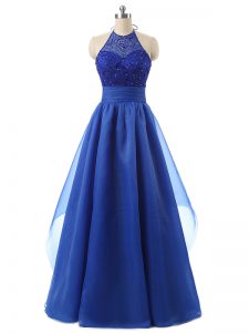 Superior Sleeveless Zipper Floor Length Beading and Ruffles Prom Evening Gown