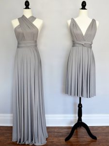Fashion Sleeveless Lace Up Floor Length Ruching Quinceanera Dama Dress