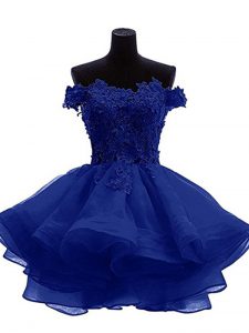 Mini Length A-line Sleeveless Royal Blue Prom Evening Gown Zipper