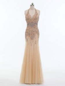 Sleeveless Beading Backless Prom Evening Gown