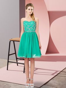 Beauteous Turquoise Sweetheart Lace Up Beading Evening Dress Sleeveless