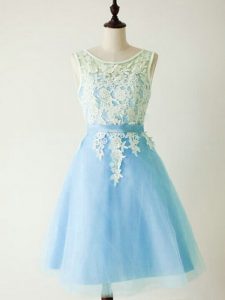Admirable Knee Length Lace Up Quinceanera Dama Dress Light Blue for Prom and Party and Wedding Party with Lace