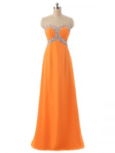 Attractive Orange Sleeveless Chiffon Lace Up Homecoming Dress for Prom and Military Ball and Beach