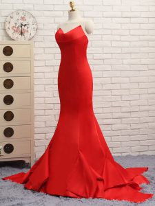 Luxury Red Sleeveless Ruching Zipper Homecoming Dress